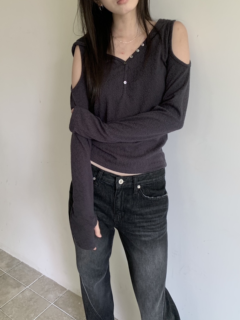 VERNIMENT東大門直郵女士新款推薦長袖T恤連帽衫保暖紐扣VERNIMENT長袖T恤圖色3