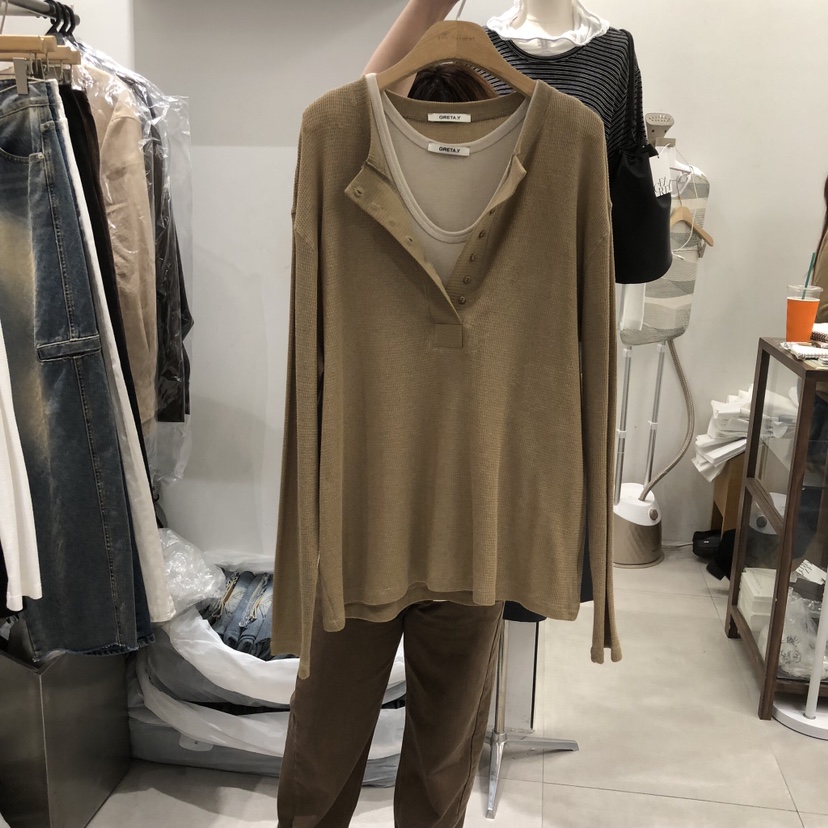 ANN MARGRET東大門代購女裝新品時尚長袖T恤不含內搭GRETA.Y長袖T恤圖色3
