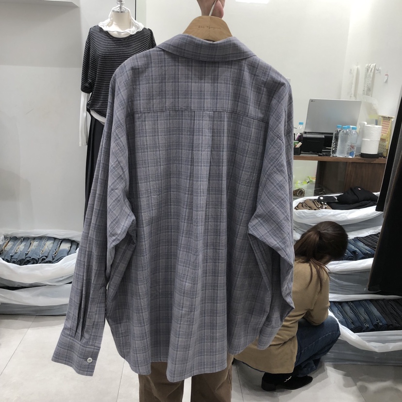 ANN MARGRET東大門實拍26秋冬新品休閑襯衫蕾絲衫不含內搭格子GRETA.Y襯衫/蕾絲衫