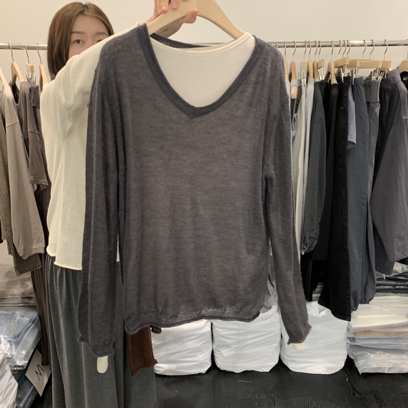 TAFFETA/MURET/ROBERTI東大門實拍女士新品休閑針織衫不含內搭V領TAFFETA/MURET/ROBERTI針織衫圖色3