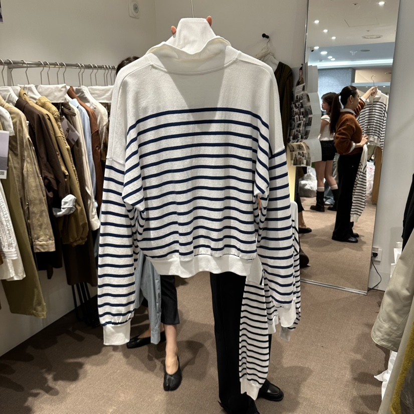 OVERTAKE韓國直郵女裝新品熱賣休閑推薦時尚真品衛衣條紋OVERTAKE衛衣
