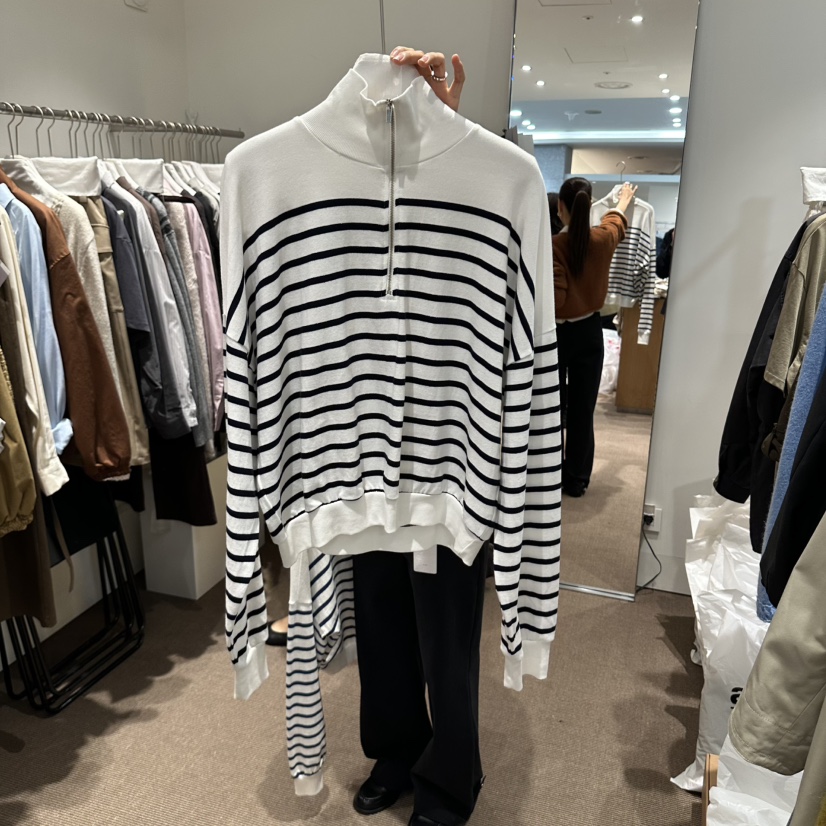 OVERTAKE韓國直郵女裝新品熱賣休閑推薦時尚真品衛衣條紋OVERTAKE衛衣圖色2黑色