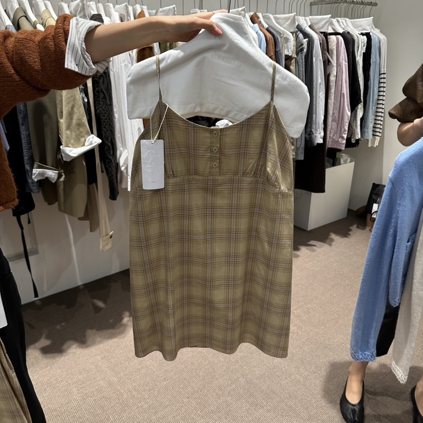 OVERTAKE韓國代購女裝新品人氣時尚推薦休閑真品連衣裙格紋OVERTAKE連衣裙圖色2