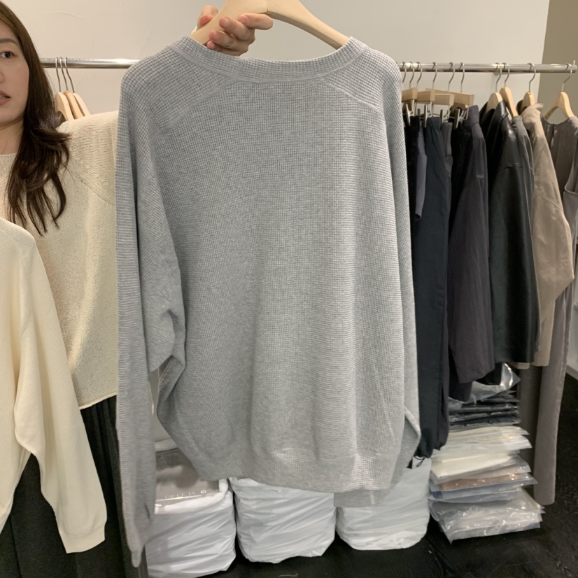 TAFFETA/MURET/ROBERTI東大門實拍女裝新款熱賣衛衣插肩袖華夫格TAFFETA/MURET/ROBERTI衛衣