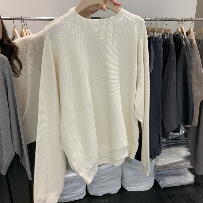 TAFFETA/MURET/ROBERTI東大門實拍女裝新款熱賣衛衣插肩袖華夫格TAFFETA/MURET/ROBERTI衛衣