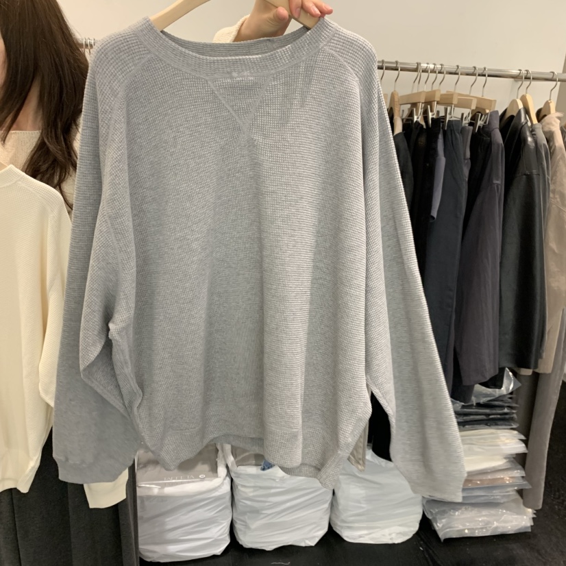 TAFFETA/MURET/ROBERTI東大門實拍女裝新款熱賣衛衣插肩袖華夫格TAFFETA/MURET/ROBERTI衛衣圖色2