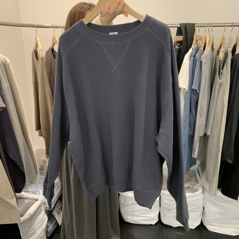 TAFFETA/MURET/ROBERTI東大門實拍女裝新款熱賣衛衣插肩袖華夫格TAFFETA/MURET/ROBERTI衛衣圖色3