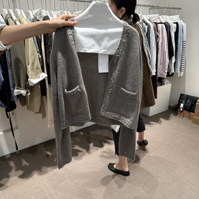 OVERTAKE韓國直郵女裝新款休閑真品針織衫粗花呢開衫羅紋OVERTAKE針織衫圖色3