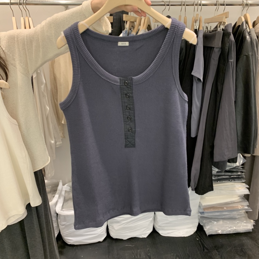 TAFFETA/MURET/ROBERTI東大門代購26秋季新品熱賣吊帶背心華夫格格紋TAFFETA/MURET/ROBERTI吊帶/背心