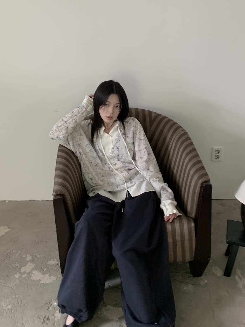 ENHANCE韓國代購26秋季新款人氣休閑推薦長袖T恤花朵紐扣ENHANCE/HOPESMORE長袖T恤
