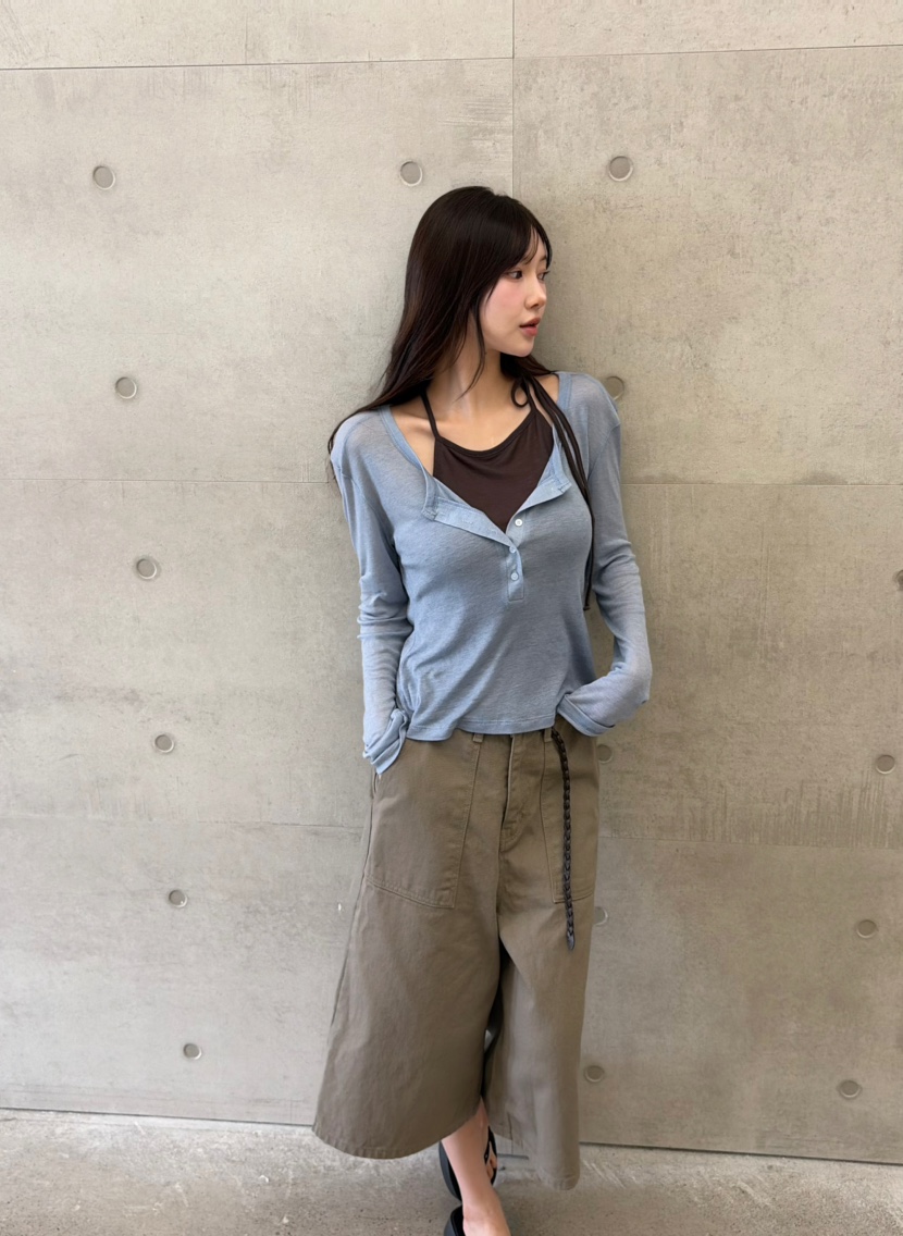 N BROWN東大門實拍女士新品人氣時尚推薦真品長袖T恤天絲N BROWN長袖T恤
