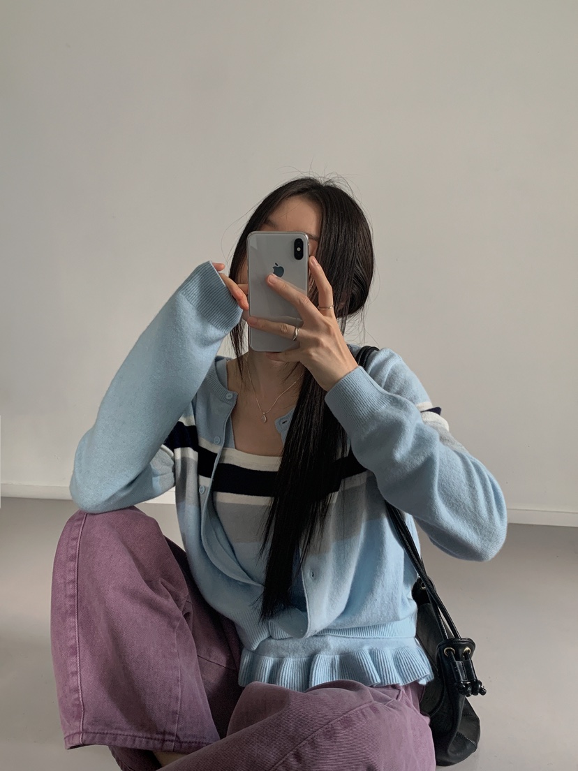 PLAYBUTTON-P韓國代購26秋冬新品真品休閑熱賣套裝開襟衫PLAYBUTTON套裝