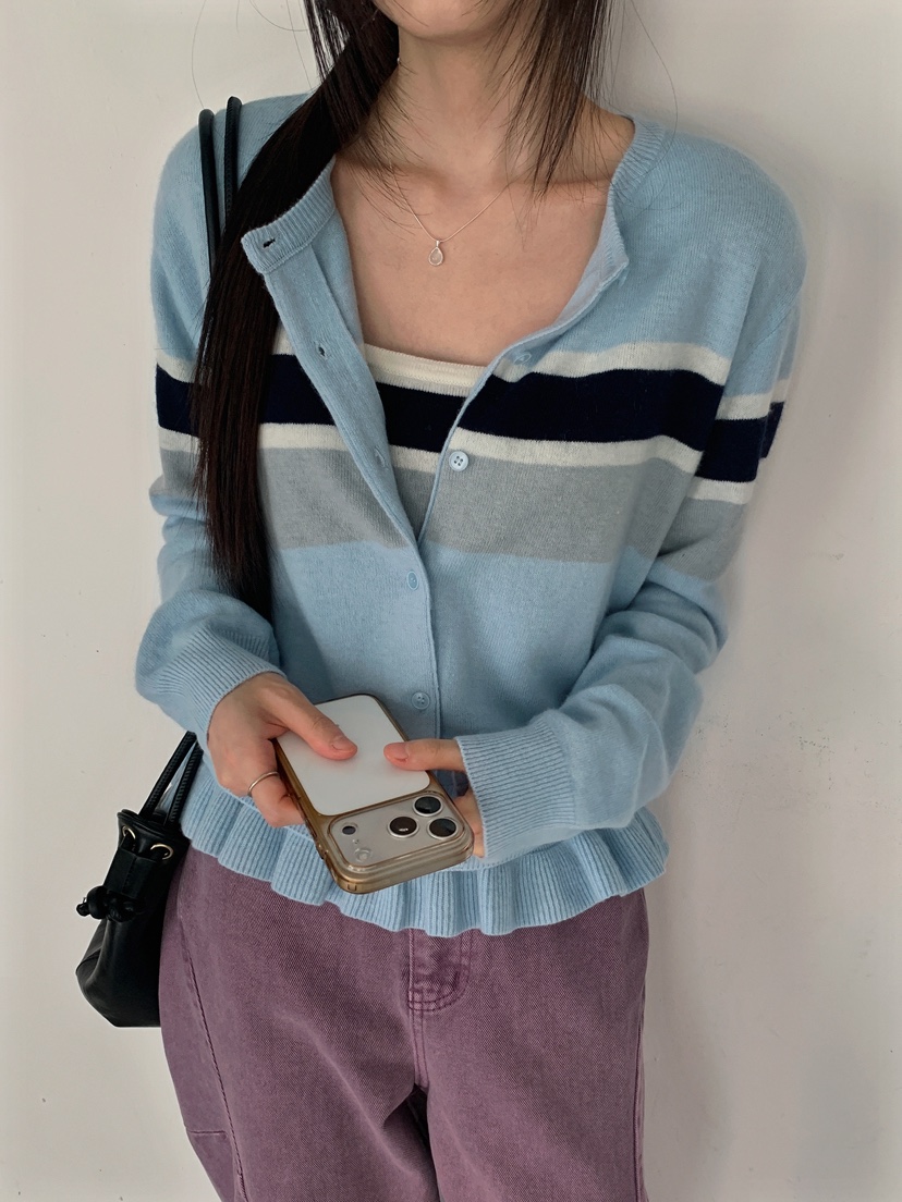 PLAYBUTTON-P韓國代購26秋冬新品真品休閑熱賣套裝開襟衫PLAYBUTTON套裝