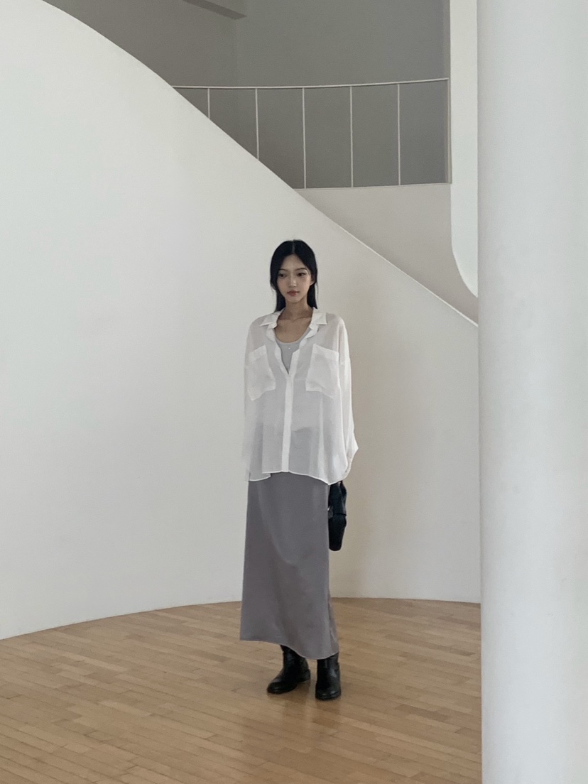 LOGON韓國直郵26秋冬新款人氣真品推薦時尚休閑熱賣長裙絲綢LOGON長裙