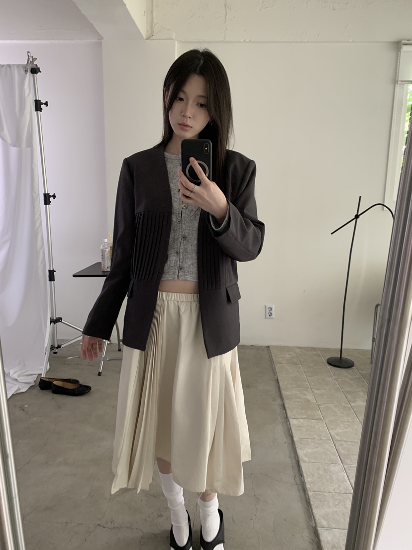 ENHANCE東大門代購女裝新品熱賣時尚推薦休閑人氣夾克褶裥ENHANCE/HOPESMORE夾克