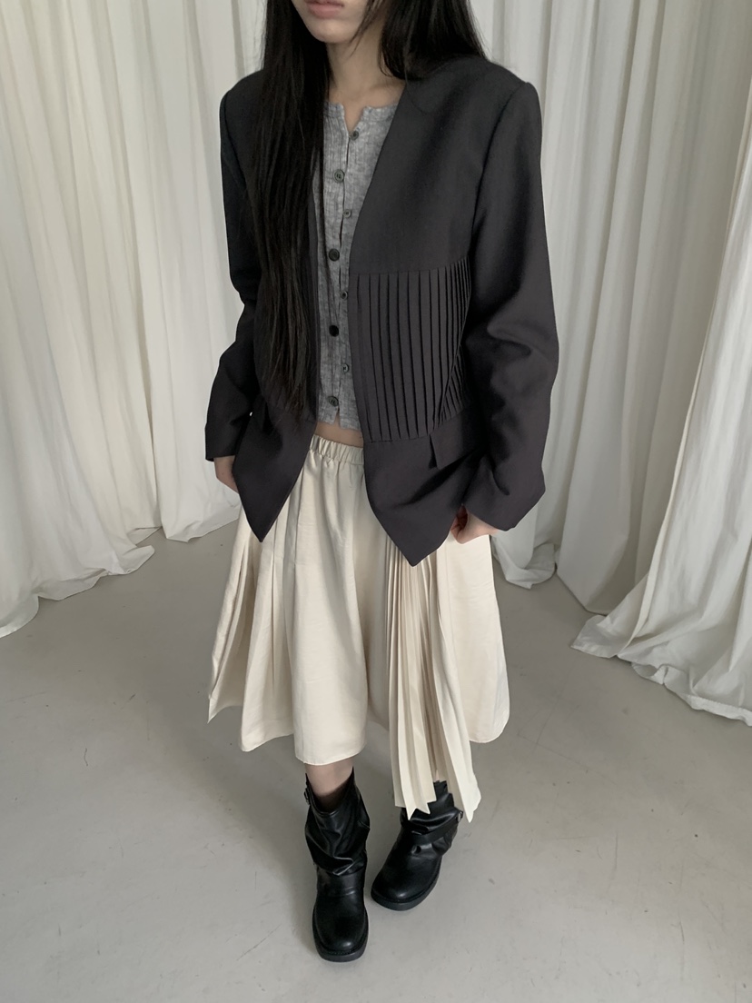 ENHANCE東大門代購女裝新品熱賣時尚推薦休閑人氣夾克褶裥ENHANCE/HOPESMORE夾克