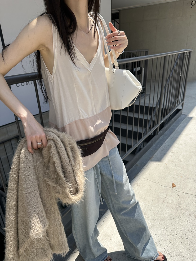 BOWIE韓國直郵女士新品休閑真品推薦熱賣吊帶背心撞色無袖BOWIE吊帶/背心