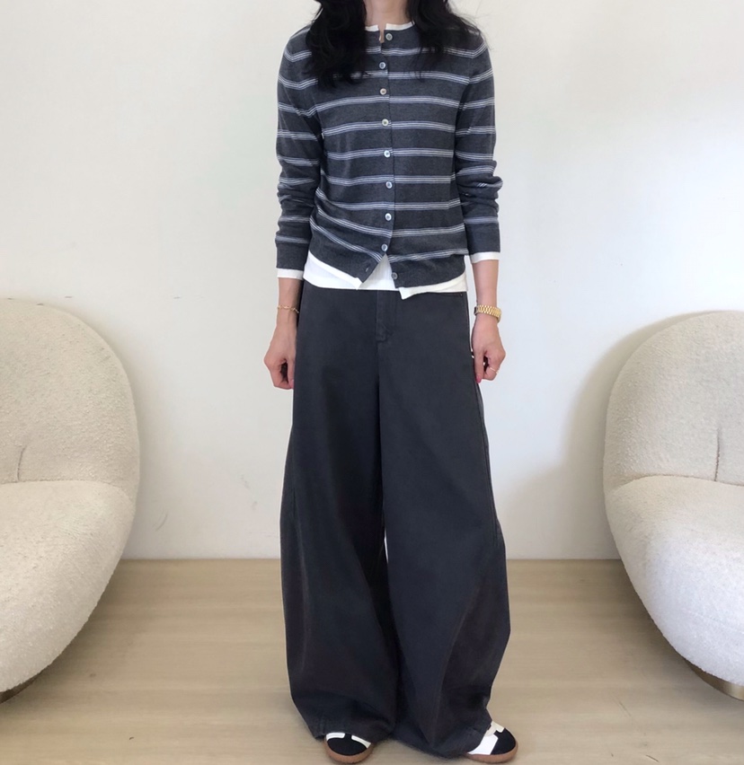 GLAD SOME東大門直郵26秋冬新款休閑針織衫假兩件撞色開衫條紋GLAD SOME針織衫