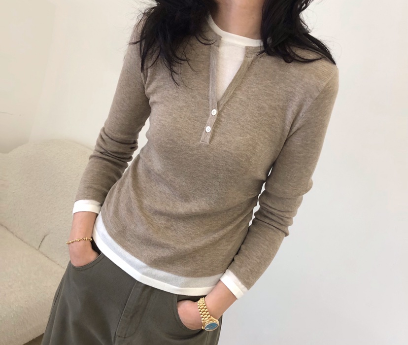 GLAD SOME韓國直郵女士新品人氣真品休閑針織衫假兩件褶皺GLAD SOME針織衫