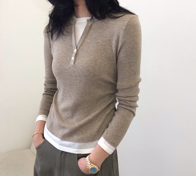 GLAD SOME韓國直郵女士新品人氣真品休閑針織衫假兩件褶皺GLAD SOME針織衫