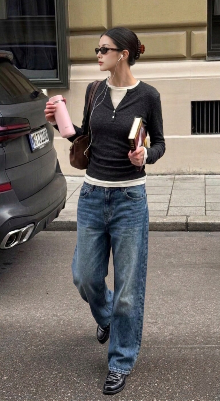 GLAD SOME韓國直郵女士新品人氣真品休閑針織衫假兩件褶皺GLAD SOME針織衫