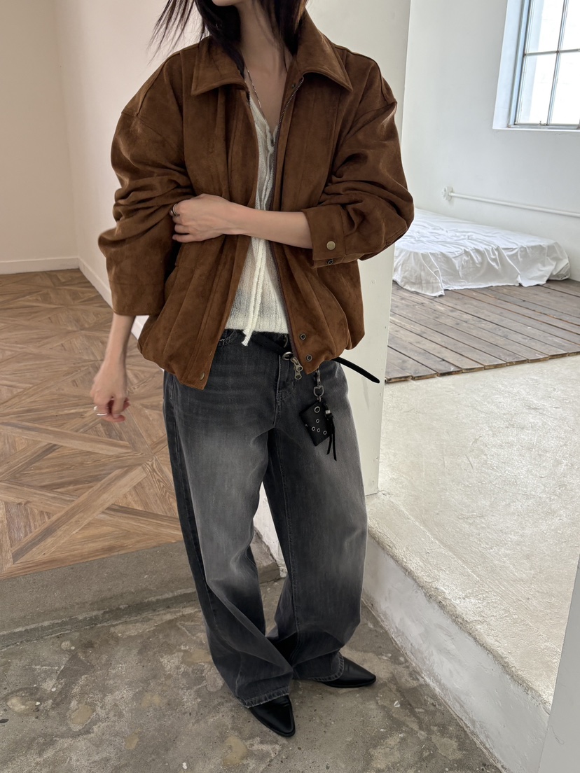 Verbena東大門代購女裝新品時尚人氣熱賣推薦休閑夾克褶裥絨Verbena夾克圖色1
