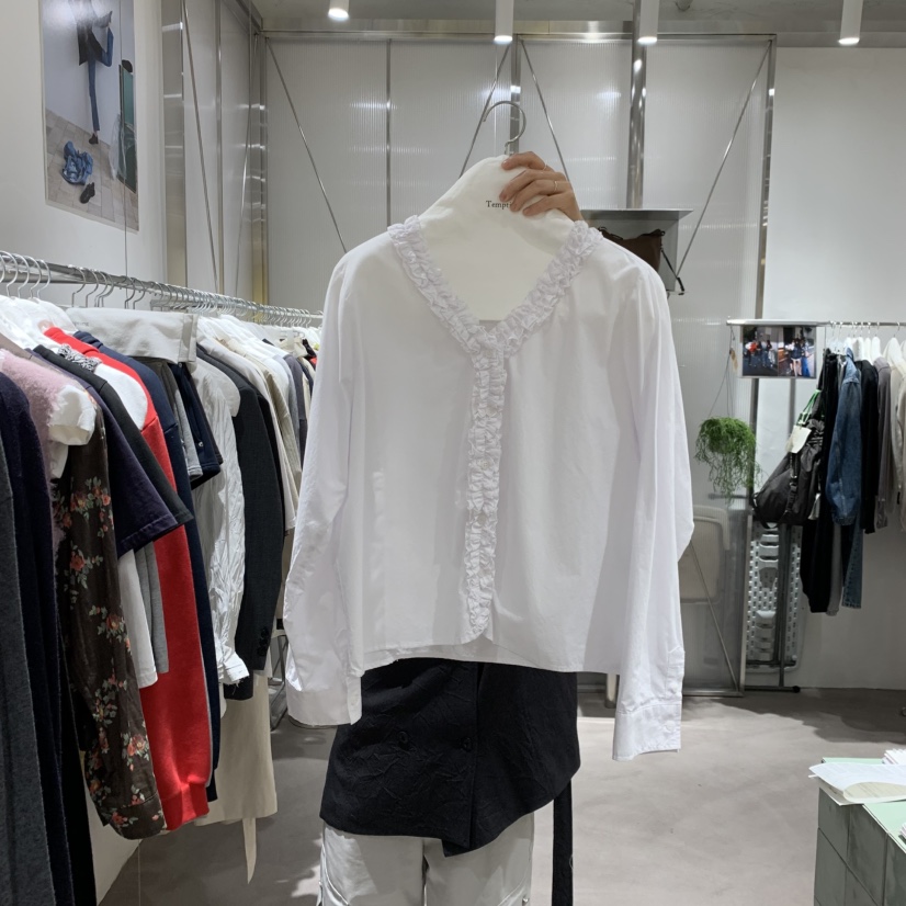 TEMPTING韓國代購26秋冬新品時尚推薦真品休閑襯衫蕾絲衫TEMPTING襯衫/蕾絲衫圖色1