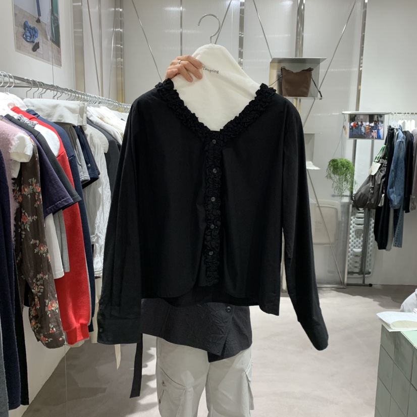 TEMPTING韓國代購26秋冬新品時尚推薦真品休閑襯衫蕾絲衫TEMPTING襯衫/蕾絲衫圖色2