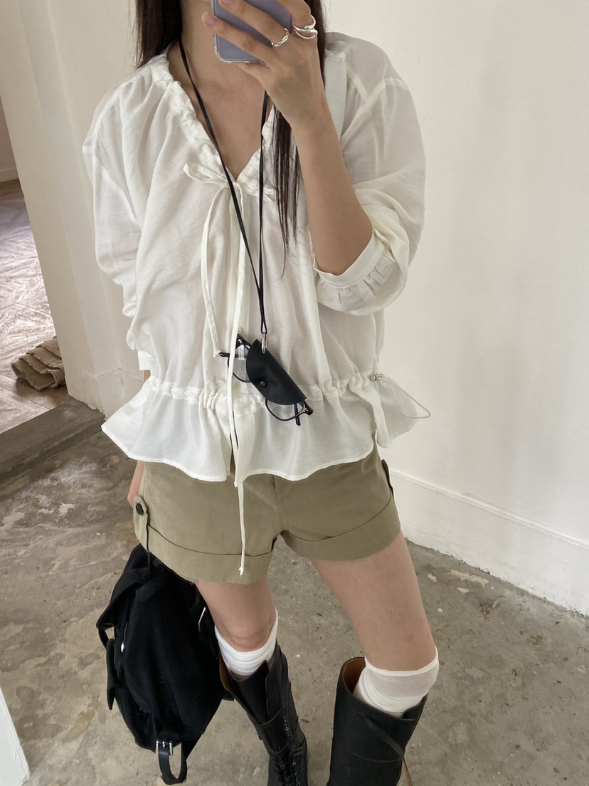 Verbena東大門代購女士新品熱賣推薦休閑時尚人氣襯衫蕾絲衫Verbena襯衫/蕾絲衫圖色1