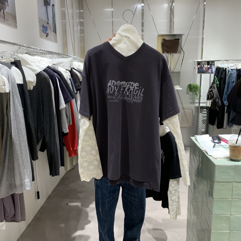 TEMPTING韓國直郵26秋季新品時尚真品熱賣休閑長袖T恤假兩件TEMPTING長袖T恤圖色2