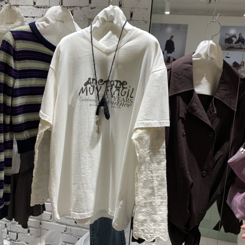 TEMPTING韓國直郵26秋季新品時尚真品熱賣休閑長袖T恤假兩件TEMPTING長袖T恤圖色3
