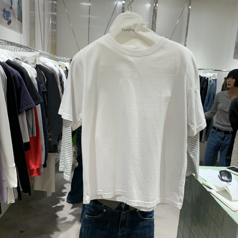 TEMPTING韓國直郵女士新品真品熱賣人氣休閑長袖T恤假兩件TEMPTING長袖T恤圖色1