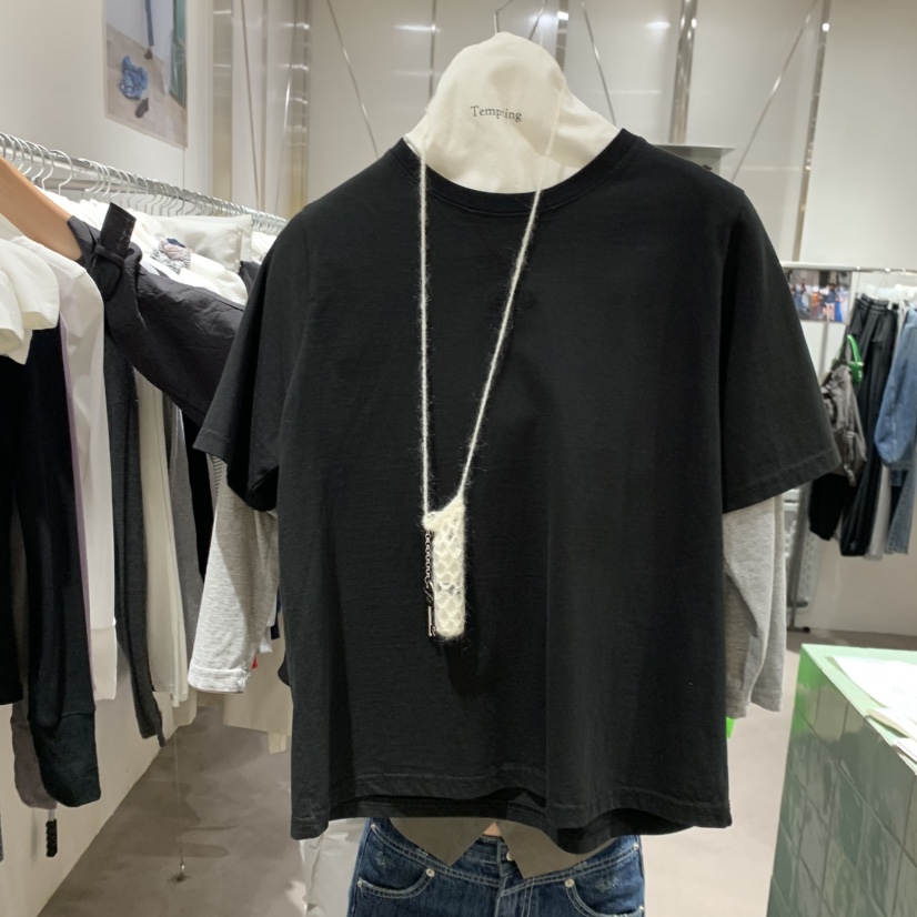 TEMPTING韓國直郵女士新品真品熱賣人氣休閑長袖T恤假兩件TEMPTING長袖T恤圖色2