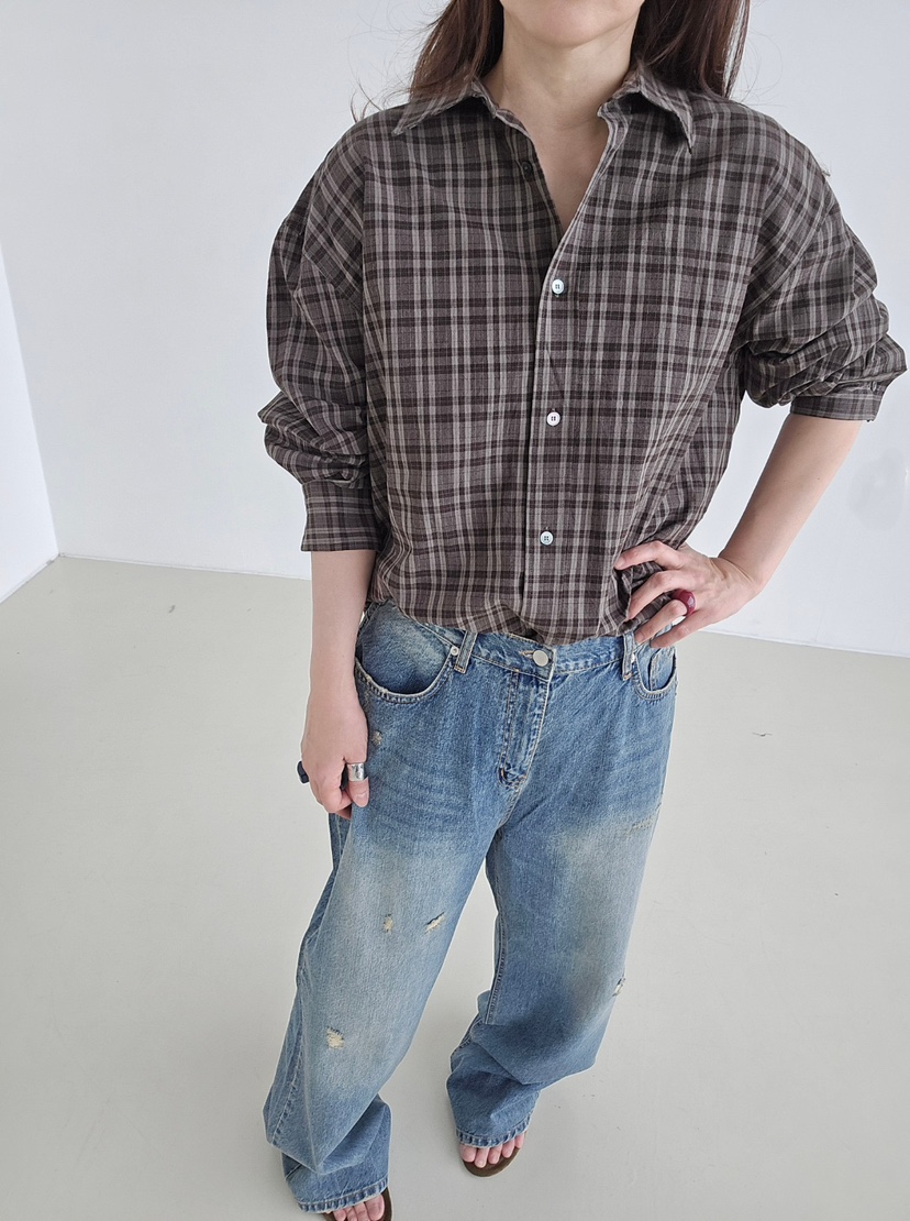 J SHOP東大門代購女裝新款時尚推薦人氣真品襯衫蕾絲衫格紋J_SHOP襯衫/蕾絲衫
