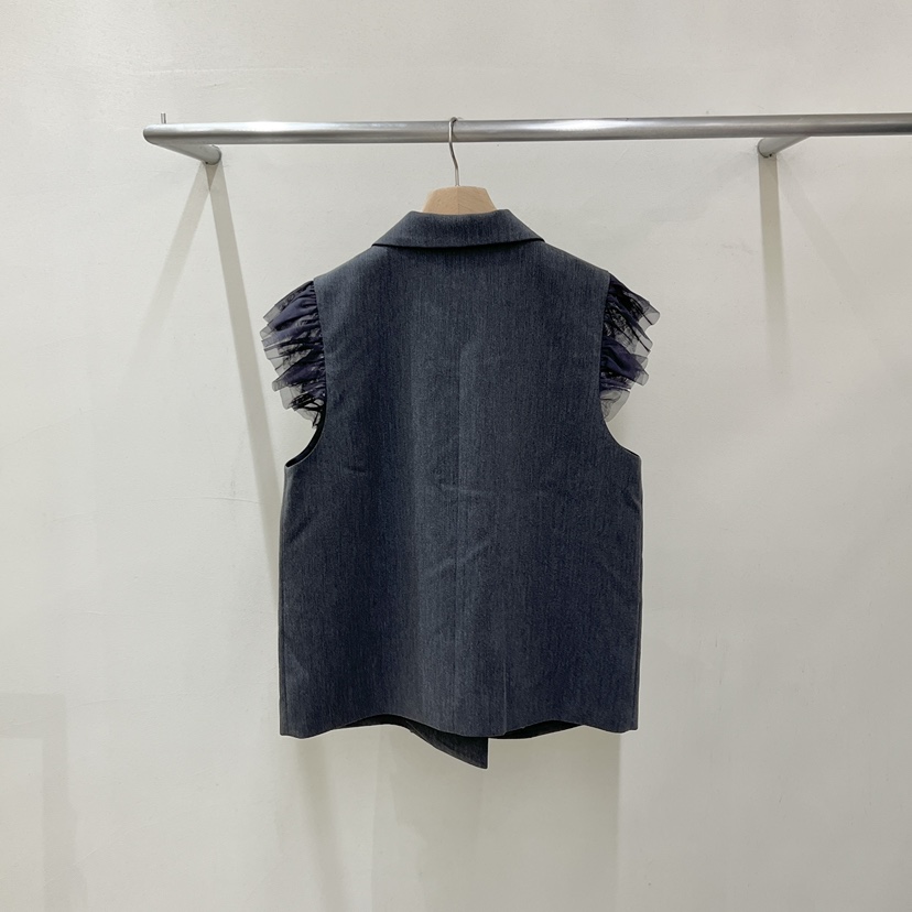 MARIE MARIE東大門直郵26秋冬新品時尚休閑馬甲網狀褶邊MARIE MARIE馬甲