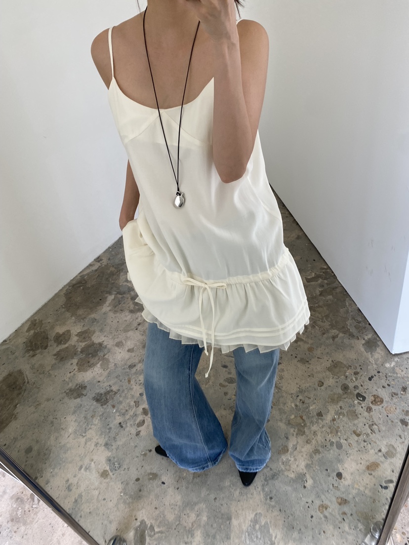 Verbena東大門實拍女士新款時尚推薦連衣裙不含項鏈雪紡褶皺Verbena連衣裙