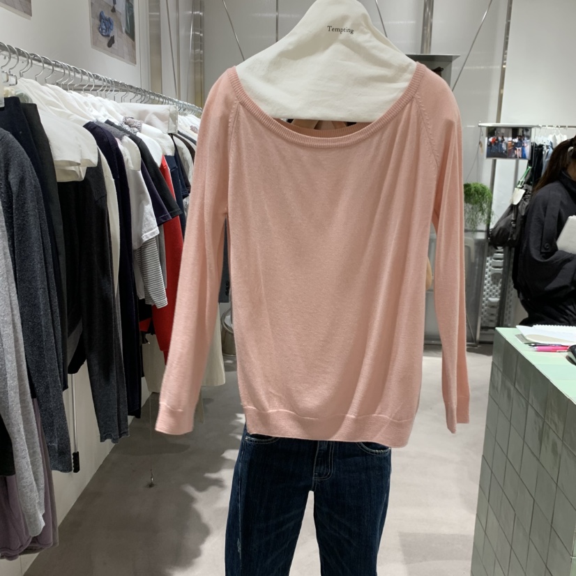 TEMPTING東大門代購26秋季新品推薦真品時尚長袖T恤羊毛露肩TEMPTING長袖T恤圖色2