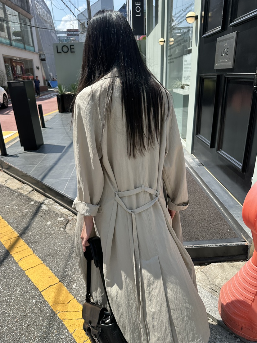 BOWIE東大門實拍女裝新品時尚推薦真品休閑長款風衣含腰帶BOWIE長款風衣
