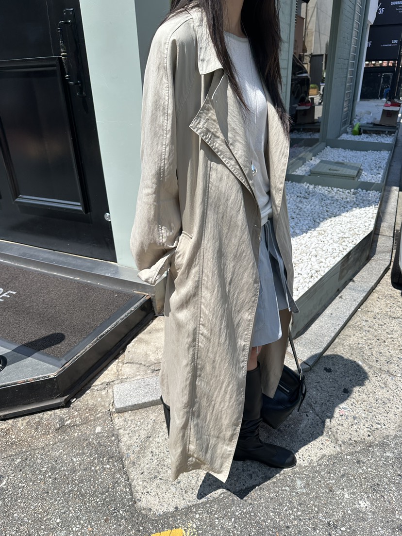 BOWIE東大門實拍女裝新品時尚推薦真品休閑長款風衣含腰帶BOWIE長款風衣