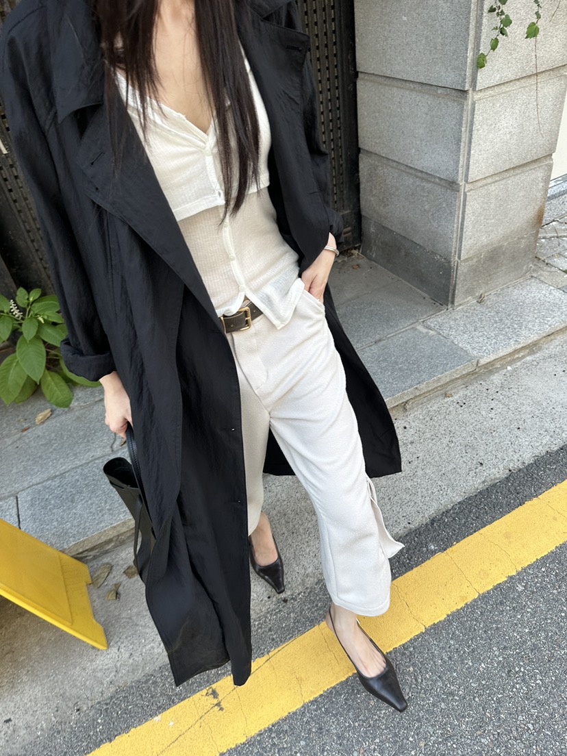 BOWIE東大門實拍女裝新品時尚推薦真品休閑長款風衣含腰帶BOWIE長款風衣