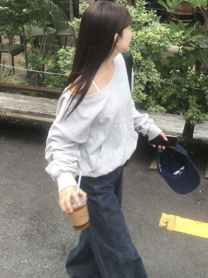 WOOD韓國代購女士新款時尚推薦真品熱賣休閑衛衣不對稱口袋WOOD-2件起衛衣