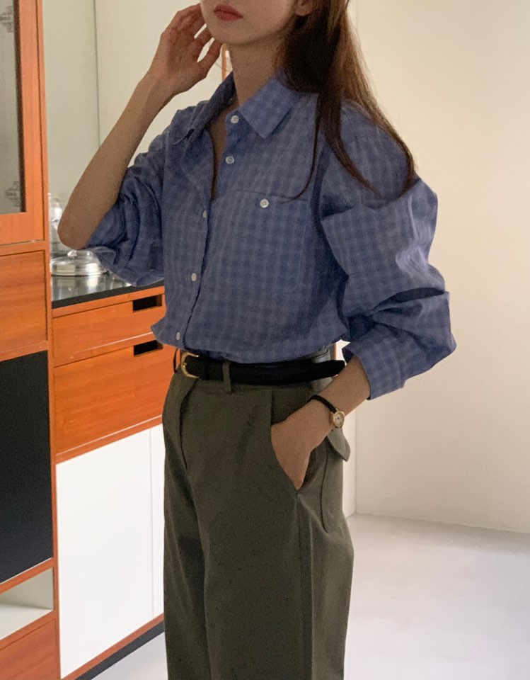 NOTICE東大門代購女士新款真品推薦時尚人氣襯衫蕾絲衫格子NOTICE襯衫/蕾絲衫