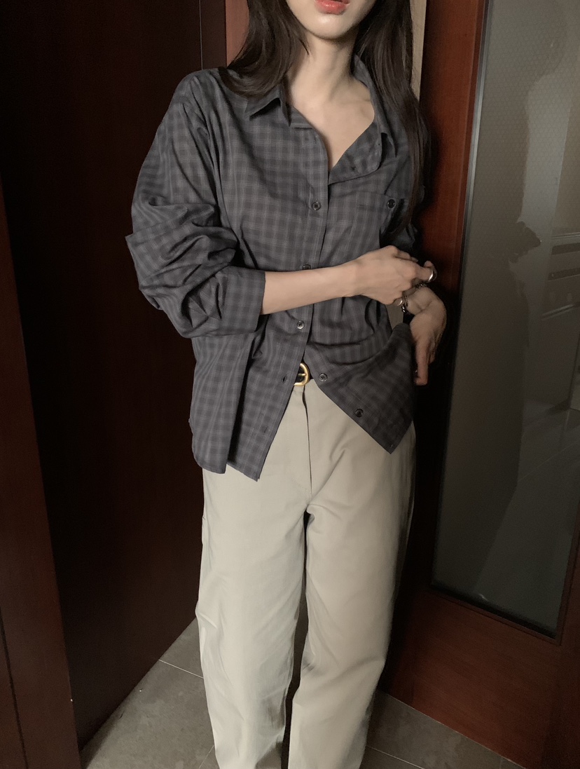 NOTICE東大門代購女士新款真品推薦時尚人氣襯衫蕾絲衫格子NOTICE襯衫/蕾絲衫