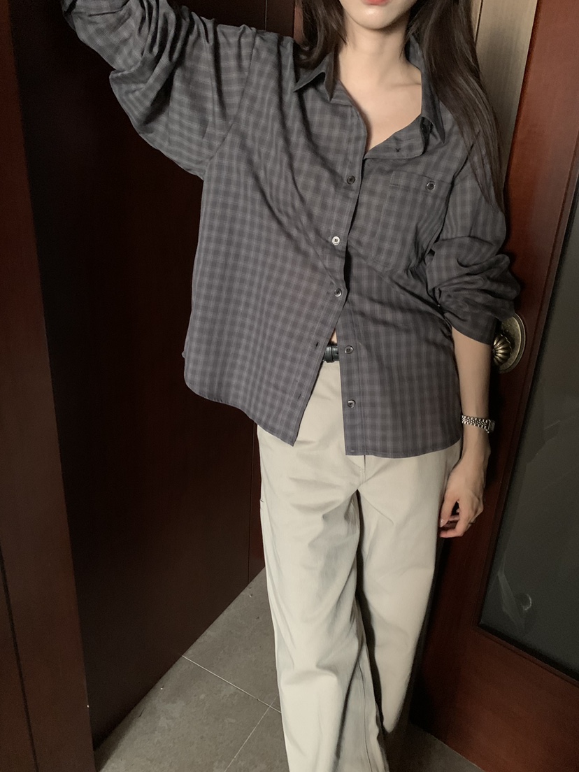 NOTICE東大門代購女士新款真品推薦時尚人氣襯衫蕾絲衫格子NOTICE襯衫/蕾絲衫