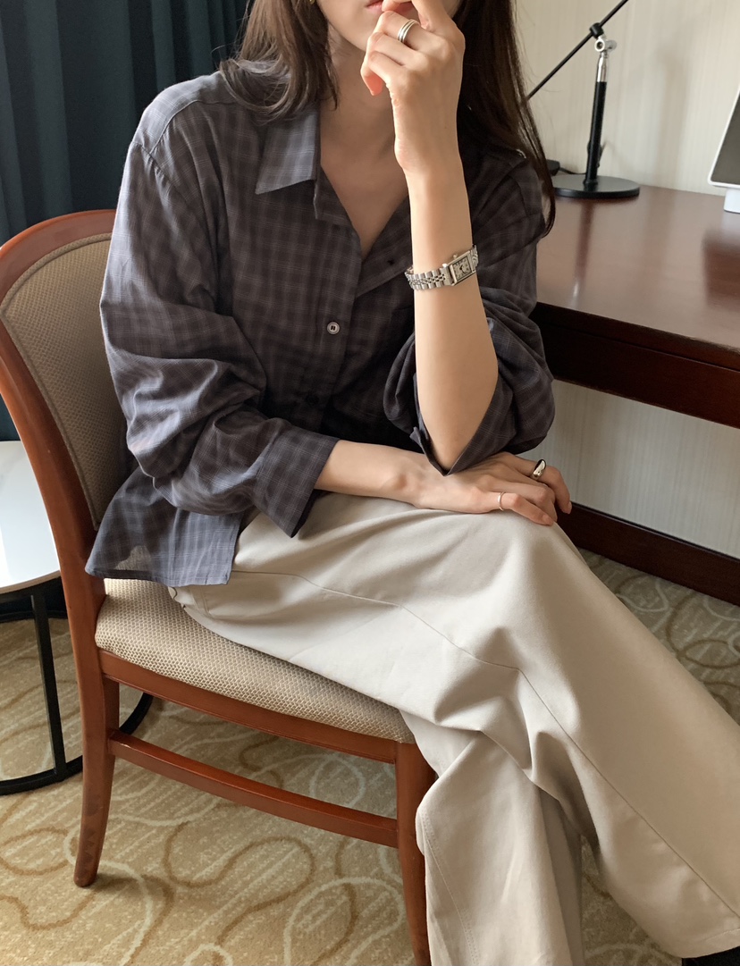 NOTICE東大門代購女士新款真品推薦時尚人氣襯衫蕾絲衫格子NOTICE襯衫/蕾絲衫