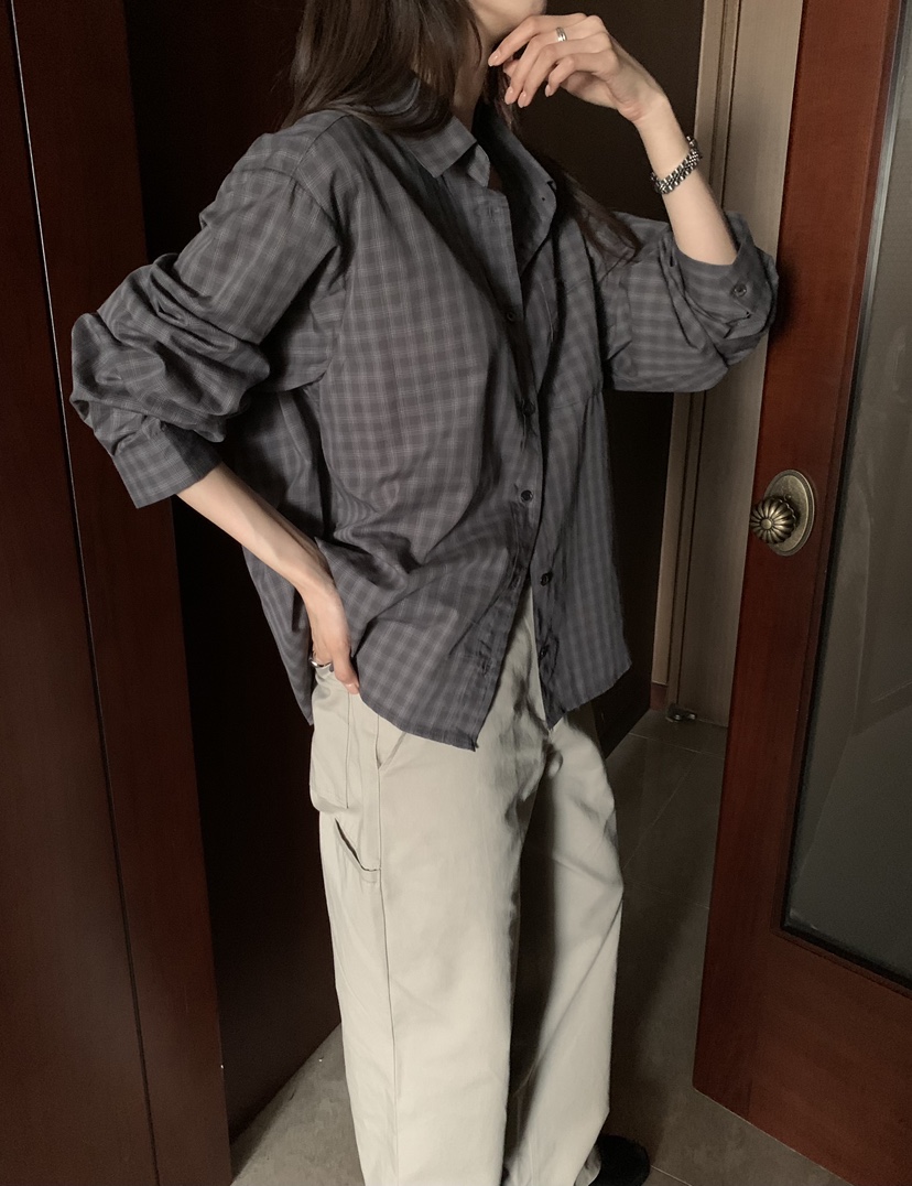 NOTICE東大門代購女士新款真品推薦時尚人氣襯衫蕾絲衫格子NOTICE襯衫/蕾絲衫