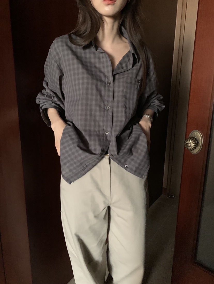 NOTICE東大門代購女士新款真品推薦時尚人氣襯衫蕾絲衫格子NOTICE襯衫/蕾絲衫