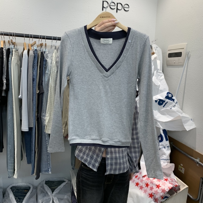 ALMOND PEPE韓國代購26秋冬新品人氣熱賣休閑推薦長袖T恤ALMOND PEPE長袖T恤圖色2