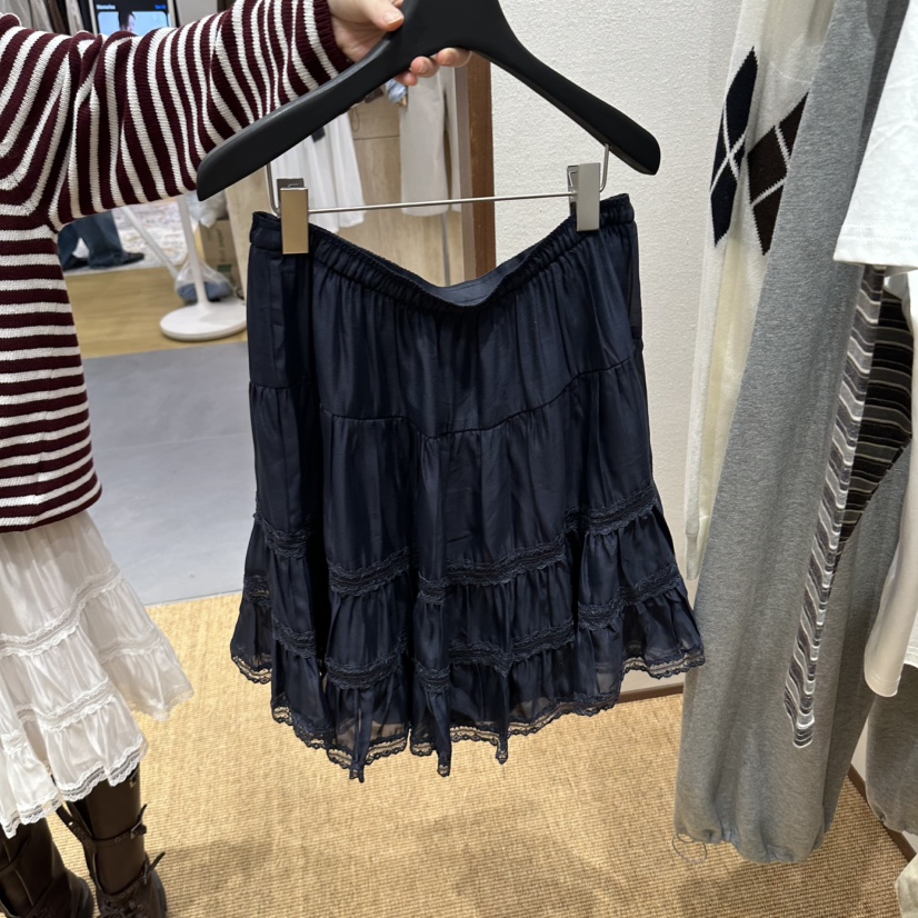 空東大門代購女士新款真品休閑人氣時尚半身裙中短裙蕾絲花GARDEN LAYER半身裙/中短裙
