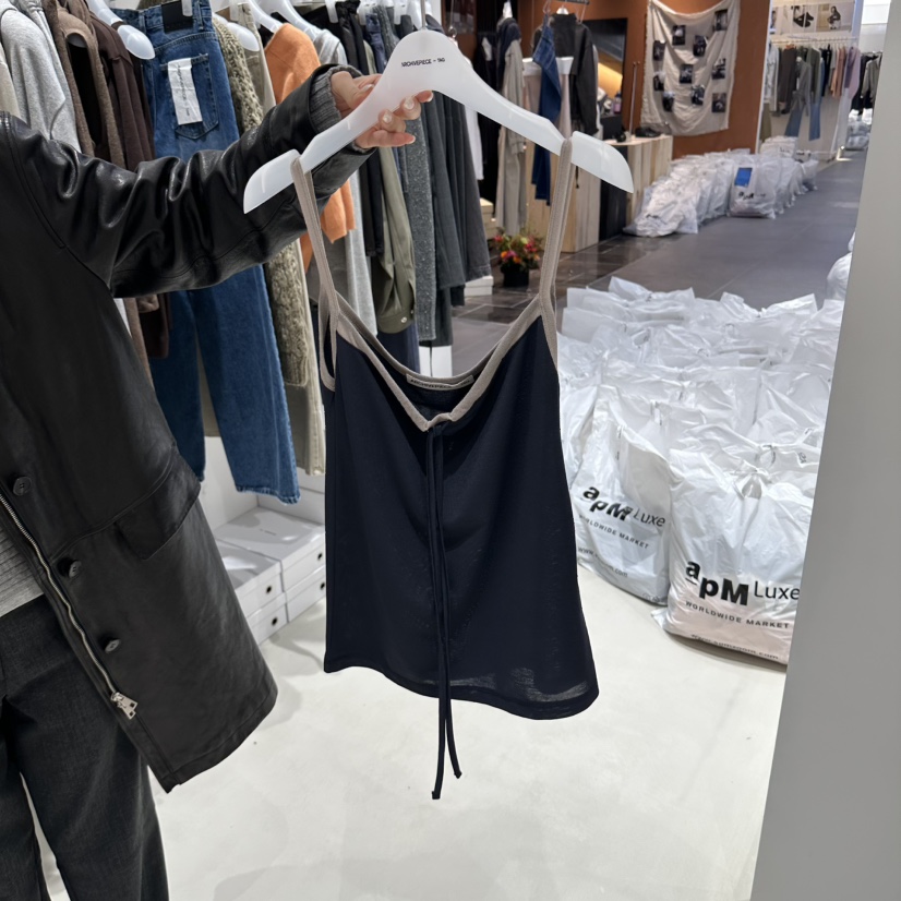 X韓國直郵26秋季新品人氣真品推薦熱賣休閑時尚吊帶背心ARCHIVEPIECE TAG吊帶/背心圖色2